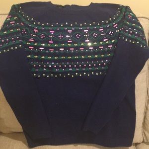 Beaded Fair Isle Blocked Sweater